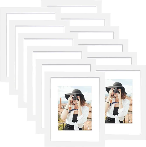Vista 272 de Picrit - Juego de 12 portarretratos de 4 x 6 pulgadas, para fotos de 3.5 x 5 con paspartú o 4 x 6 pulgadas sin paspartú, marcos para colgar