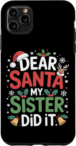 Vista 13 de Dear Santa My Sister Did It Christmas Sibling Humor Parents Case for iPhone 16