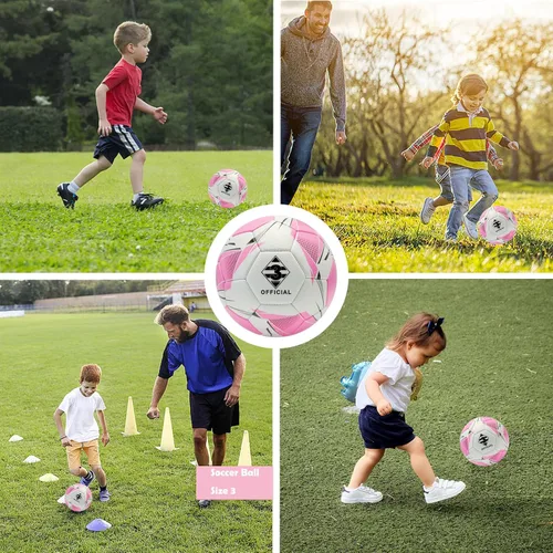 Vista 5 de Balón de fútbol de tamaño 3/4/5 con bomba y aguja, kit de pelota de fútbol Sofu de poliuretano para interiores y exteriores, práctica