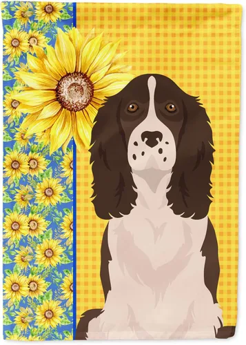 Vista 385 de Caroline's Treasures WDK5313GF Bandera de jardín con diseño de girasoles de verano, color negro y tostado, Airedale Terrier para buzón, bandera