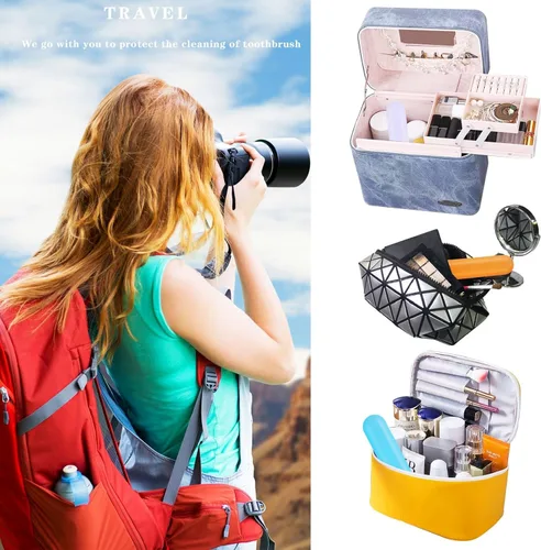Vista 6 de Juego de 20 fundas para cepillos de dientes, soporte portátil para cepillos de dientes transpirable, caja de almacenamiento de cepillos de dientes a
