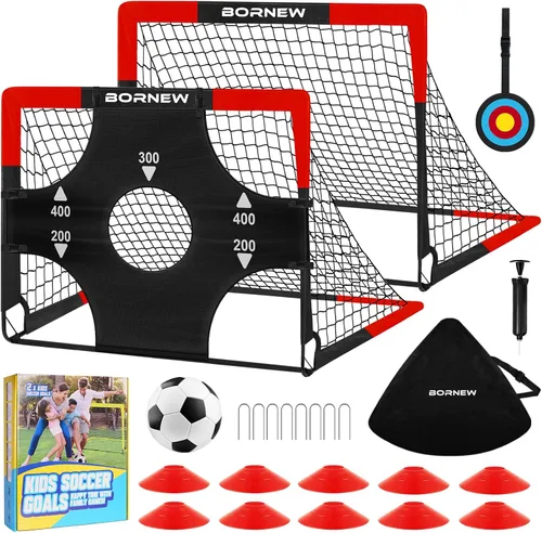 Vista 10 de Kid Soccer Goal and Soccer Ball Targets Set - 6x4 / 4X3 ft Backyard & Indoor Soccer Goal, Portable Pop Up Soccer Net with Soccer Targets, Cones