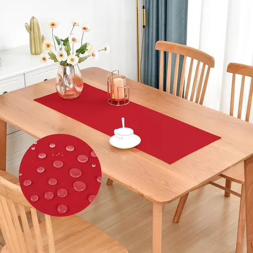 Vista 27 de Faux Linen Small Table Runner Water Resistant 13 x 36 in, Brown Farmhouse Short Table Runners, Coffee Table Runner, Dresser Runners for Bedroom