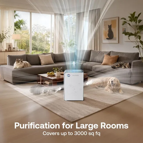 Vista 3 de Trucozie Purificador de aire grande para mascotas para el hogar de hasta 3000 pies cuadrados, absorbe el pelo flotante de gatos y perros, WiFi