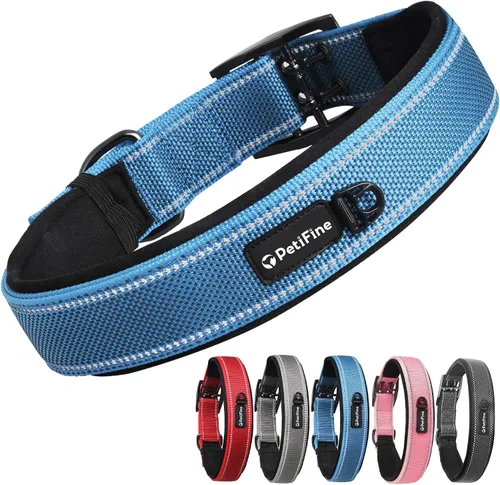 Vista 16 de PetiFine Collares para perros pequeños, collar acolchado de neopreno, collares reflectantes resistentes para mascotas con hebilla de cinturón