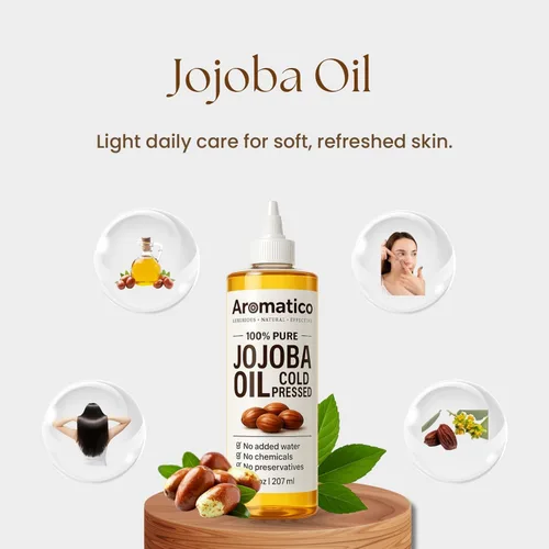 Vista 7 de Aromatco 100% Pure Jojoba Oil, Cold Pressed, Lightweight Carrier Oil for Hair, Face, Body & Scalp, All Skin Types, 3.38 fl oz