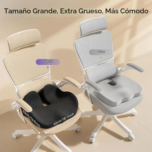 Vista 6 de CXC Cojines de asiento para sillas de oficina, espuma viscoelástica Negro