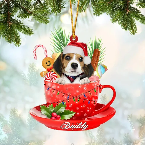 Vista 85 de Alaskan Malamute - Adorno de tetera de perro sentado en una tetera de Navidad, adorno de Navidad con nombre personalizado, adorno de automóvil