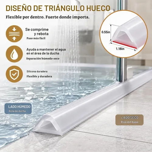 Vista 2 de Presa de agua para umbral de ducha de 39 pulgadas, barrera de silicona Transparente