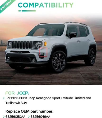 Vista 5 de Conjunto de luces LED laterales ámbar para Jeep Renegade 2015-2023