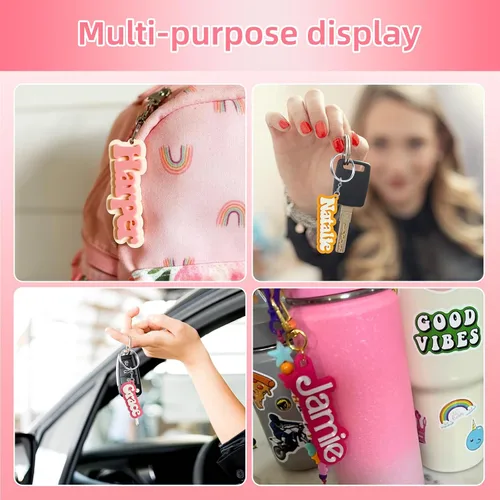 Vista 2 de Llavero personalizado con nombre, impreso en 3D, para llave de coche, mochila, llavero personalizado para niñas y mujeres, Llavero impreso 3d
