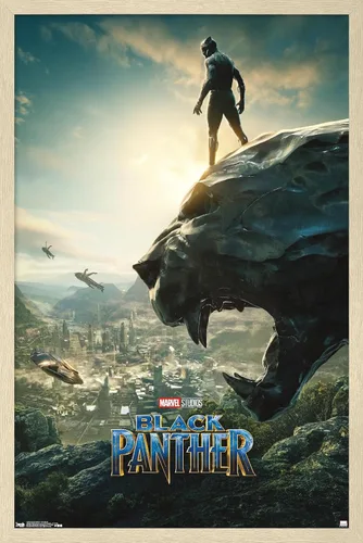 Vista 6 de Trends International Marvel Cinematic Universe - Póster de pared de una hoja de Black Panther Monument, 14.725 x 22.375 pulgadas, versión enmarcada