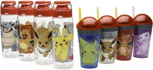 Vista 6 de Zak Designs Zak Designs Pokemon - Botella de agua reutilizable de plástico Tritan con tapa abatible, individual, Pokemon-K951