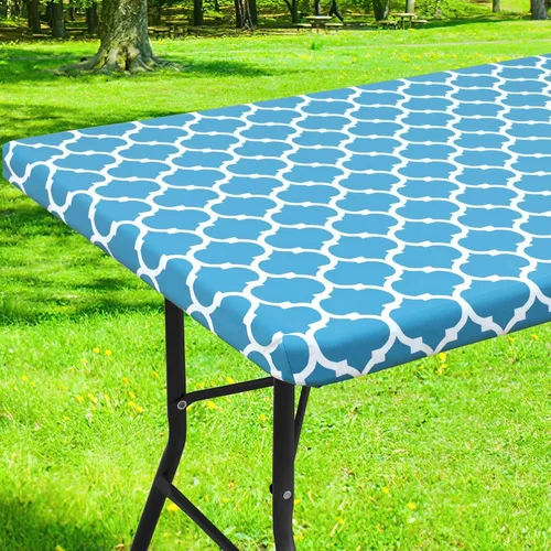 Vista 21 de Smiry Mantel cuadrado para mesa de pícnic, manteles de camping impermeables elásticos ajustables, protector de mantel de vinilo con respaldo de Gris