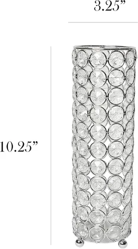 Vista 3 de Elegant Designs HG1011-CHR - Jarrón decorativo de cristal Elipse, portavelas, centro de mesa de boda, 10.25 pulgadas, cromado
