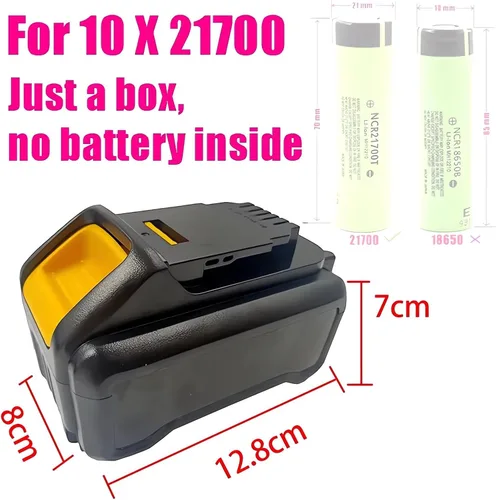 Vista 2 de Carcasa de batería de repuesto para DeWalt DCB208 18V – 10-Cell 21700 Kit de reparación de bricolaje (batería no incluida)