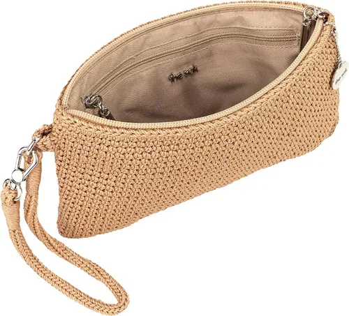 Vista 3 de The Sak Vita - Bolso de mano pequeño de ganchillo para mujer para todos los días y viajes, mini bolso con ranuras para tarjetas y cremallera