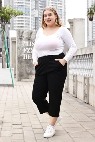 Vista 6 de Bamans Capris para mujer, talla grande, para verano, pierna recta, con lazo para cinturón, pantalones capri con bolsillos