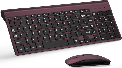 Vista 13 de Combo de teclado y mouse inalámbrico ultradelgado, TopMate 2.4G, mouse USB compacto silencioso de 2400DPI y teclado con interruptor de tijera