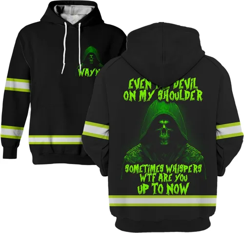 Vista 32 de Maddly Polo de alta visibilidad con diseño de calavera y bandera de Estados Unidos, ropa de trabajo patriótica con nombre personalizado