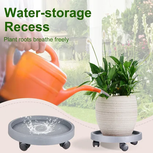 Vista 4 de Doseno Organizador para plantas con ruedas, paquete de 2 soportes para Gris