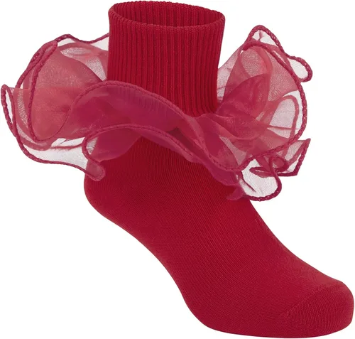 Vista 2 de Zando Calcetines grandes con volantes para niñas, calcetines de vestir con doble encaje, bonitos calcetines de encaje para niños pequeños y niños