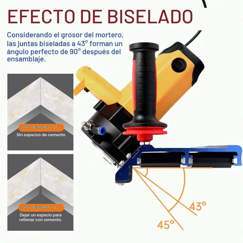 Vista 6 de Herramienta de biselado de bordes de azulejos con base de 16 rodillos, máquina de chaflán de ángulo de 43° con refrigeración por agua y bolsa