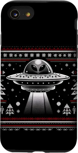 Vista 18 de Lindo alienígena OVNI Navidad Ugly Sweater Pijamas Caso para iPhone 16