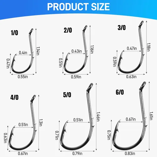 Vista 5 de Octopus Baitholder Fishing Hooks Sharp Barbed Beak Fish Hooks Circle Hook High Carbon Steel Extra Sharp Closed Eye J Hook Size: 8# - 6/0#