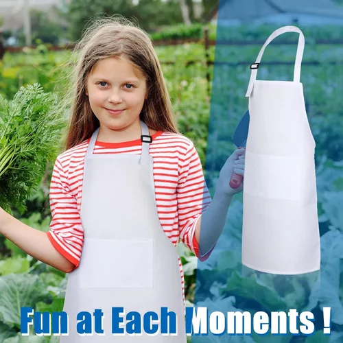 Vista 4 de Handepo 30 Pcs Children Artists Aprons Adjustable Chef Apron Kids Painting Aprons for Cooking Kitchen Grilling Painting