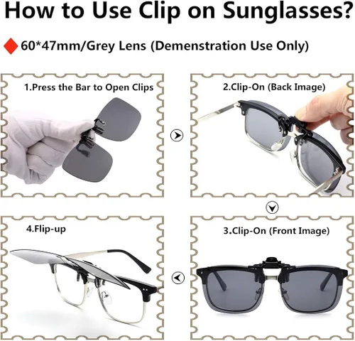 Vista 5 de Gafas de sol polarizadas con clip de metal abatible sin borde para gafas de prescripción