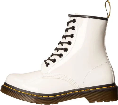 Vista 4 de Dr. Martens 1460 - Botas de combate de cuero patentado, color negro, 6 M EE.UU 4 RU, Blanco, 6