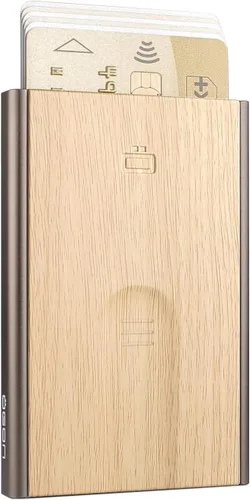 Vista 43 de ÖGON -DESIGNS- Tarjetero automático de aluminio, protección RFID contra fraude y desmagnetización, cartera delgada y minimalista para hombres