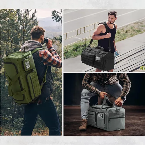 Vista 6 de G4Free Bolsa de lona 3 en 1 para viajes, gimnasio, deportes, mochila Negro