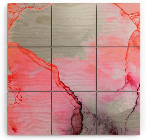 Vista 42 de Society6 Monika Strigel - Mural de pared de madera de sirena de verano de mediados de siglo, 4 x 4 pies, multicolor