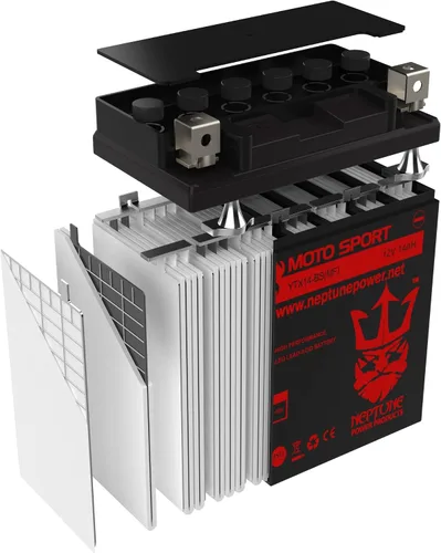 Vista 6 de Marca YTX14-BS (MF) Batería Recargable Reemplazo para YUASA YTX14-BS Batería Libre de Mantenimiento