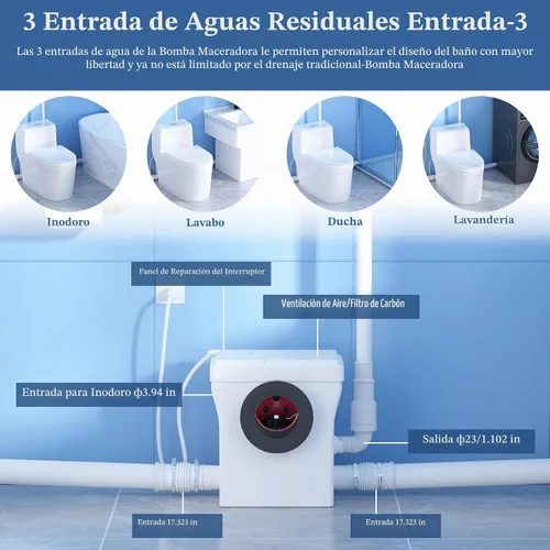 Vista 6 de Simple Project Sistema de inodoro macerante de 600w con bomba para sótano