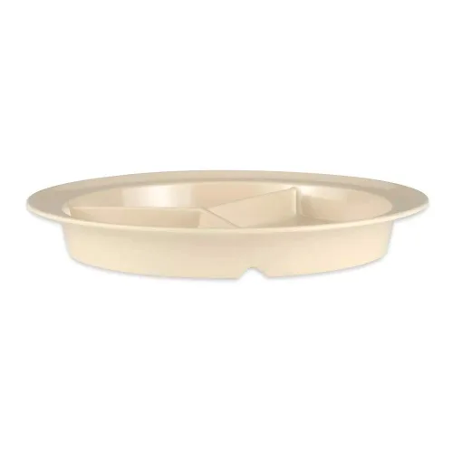 Vista 2 de G.E.T. CP-530-T Tan 9" 3-Compartment Plate, Break Resistant Dishwasher Safe Melamine Plastic, Supermel Collection (Pack of 12)