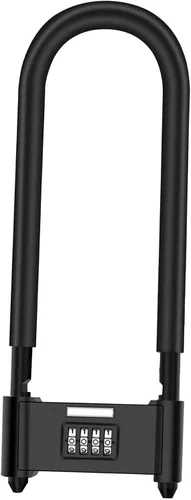 Vista 11 de V·RESOURCING® - Candado de combinación de 4 dígitos, antirrobo en forma de U, resistente, con grillete ajustable, para bicicletas, bicicletas