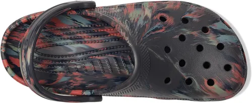 Vista 2 de Crocs Zuecos clásicos unisex para adultos, diseño de teñido anudado marmoleado, color arena negra/multicolor, para hombre, 13, 15, mediano