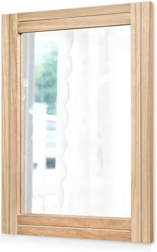Vista 16 de AAZZKANG Espejo de pared rústico con marco de madera rectangular para colgar en casa de campo o baño, sala de estar o dormitorio decoración