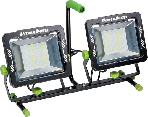 Vista 4 de PowerSmith Luz de trabajo LED de doble cabezal de 30,000 lúmenes con trípode de metal ajustable de 80 pulgadas con bloqueo giratorio y cable