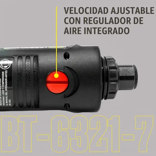 Vista 5 de Berkling BT 6321-7 - Amoladora neumática de 1/4 pulgadas, extensión de 7 pulgadas, 20,000 RPM 0.5HP Motor, Variable Speed Control, Lightweight