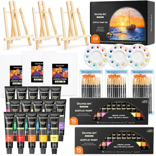 Vista 10 de Shuttle Art Kit de pintura para adultos y parejas, kit de pintura para citas nocturnas y manualidades, con 2 paquetes de pintura de 15 colores, 2