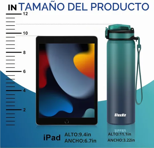 Vista 5 de SLUXKE Botella de agua de 24 onzas aislada con pajilla, botella de agua de acero inoxidable 18/8 de doble pared con correa de transporte, botella