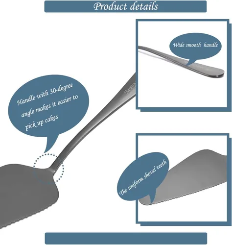 Vista 4 de 5 espátulas triangulares para tartas para tartas para hornear pasteles de pizza (negro pulido)