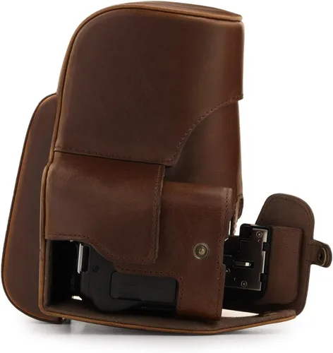 Vista 6 de MegaGear Funda de piel sintética compatible con Nikon Coolpix P950 - Marrón oscuro (MG1879)