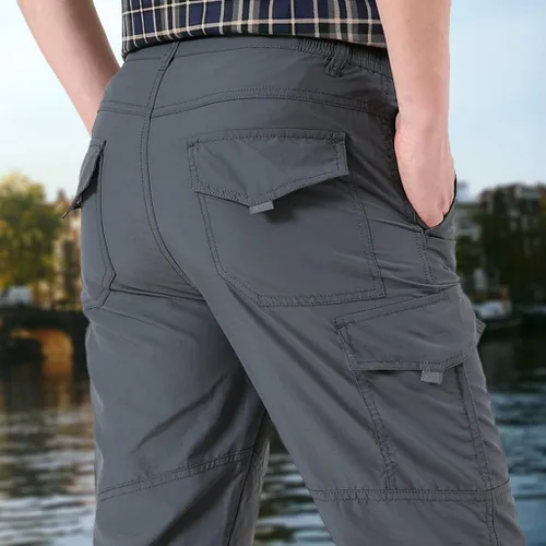 Vista 2 de Pantalones deportivos ligeros para hombre, pantalones de vestir grandes y altos, equipo táctico para hombre, pantalones rectos