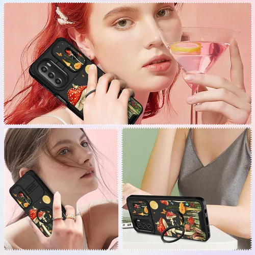 Vista 6 de Funermei - Funda para Moto G Stylus 5G 2022 con soporte de anillo, diseño Hongo de la Luna