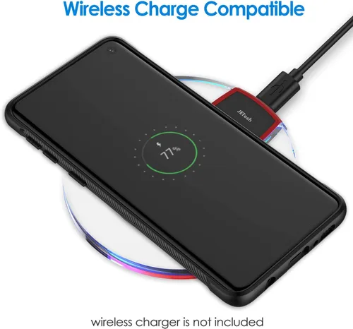 Vista 3 de JETech Funda delgada para Samsung Galaxy S10, funda delgada con absorción de golpes y diseño de fibra de carbono (negro)